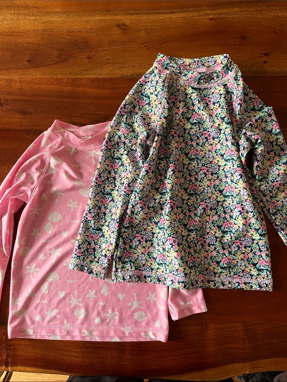 Girls Floral & Pink Rashguard Swim Tops